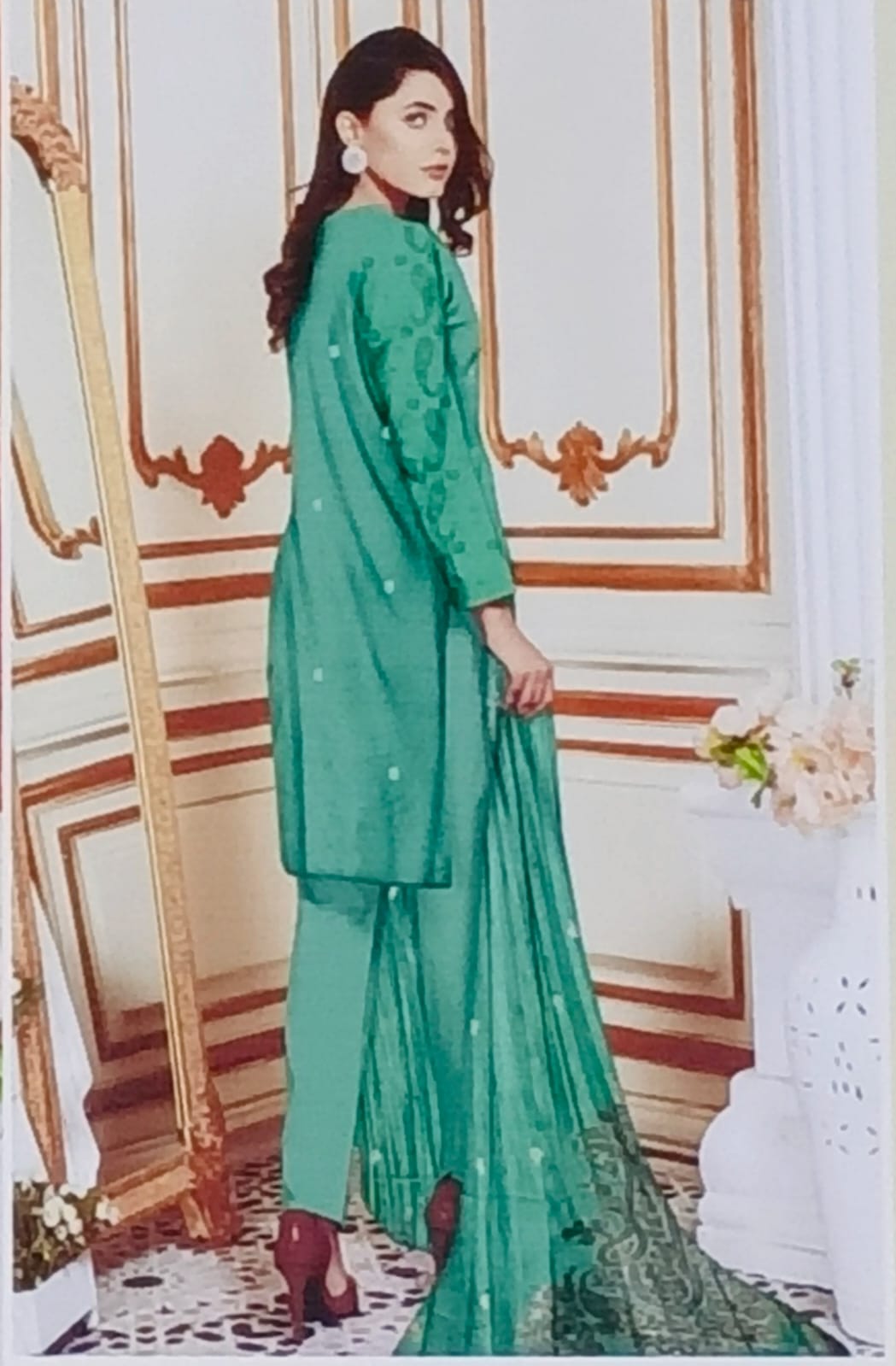 AIRJET DORIYA LAWNAPPLIQUE EMBORIDED SUIT UNSTITCHED
