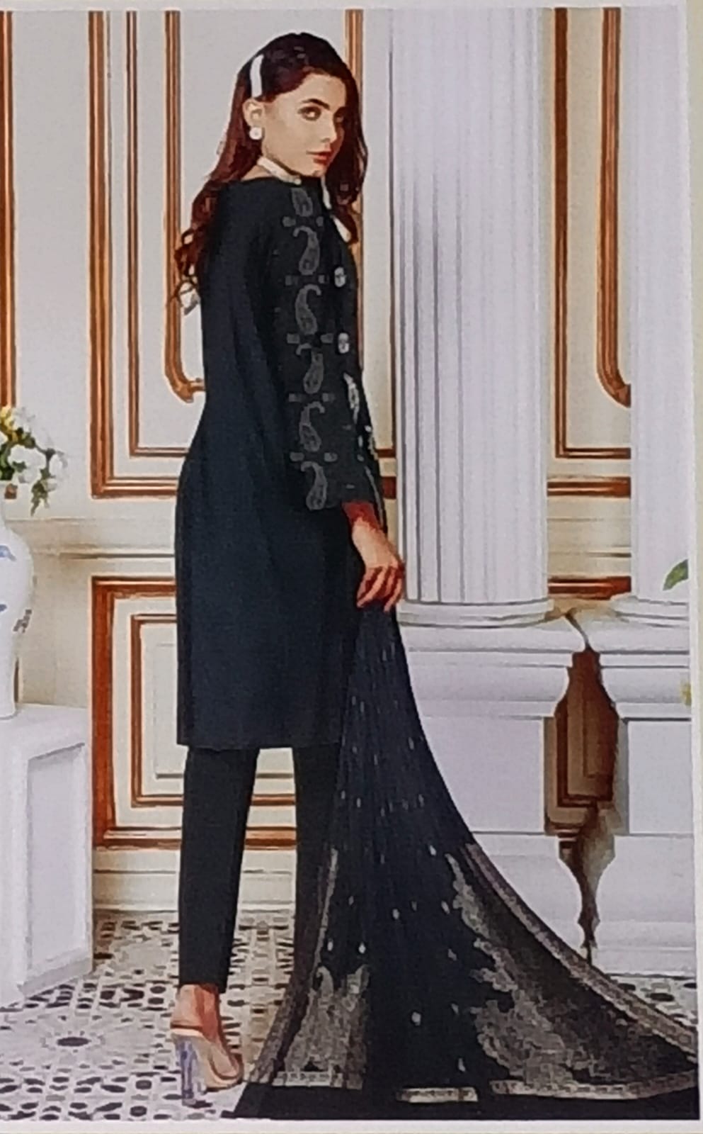 AIRJET DORIYA LAWNAPPLIQUE EMBORIDED SUIT UNSTITCHED