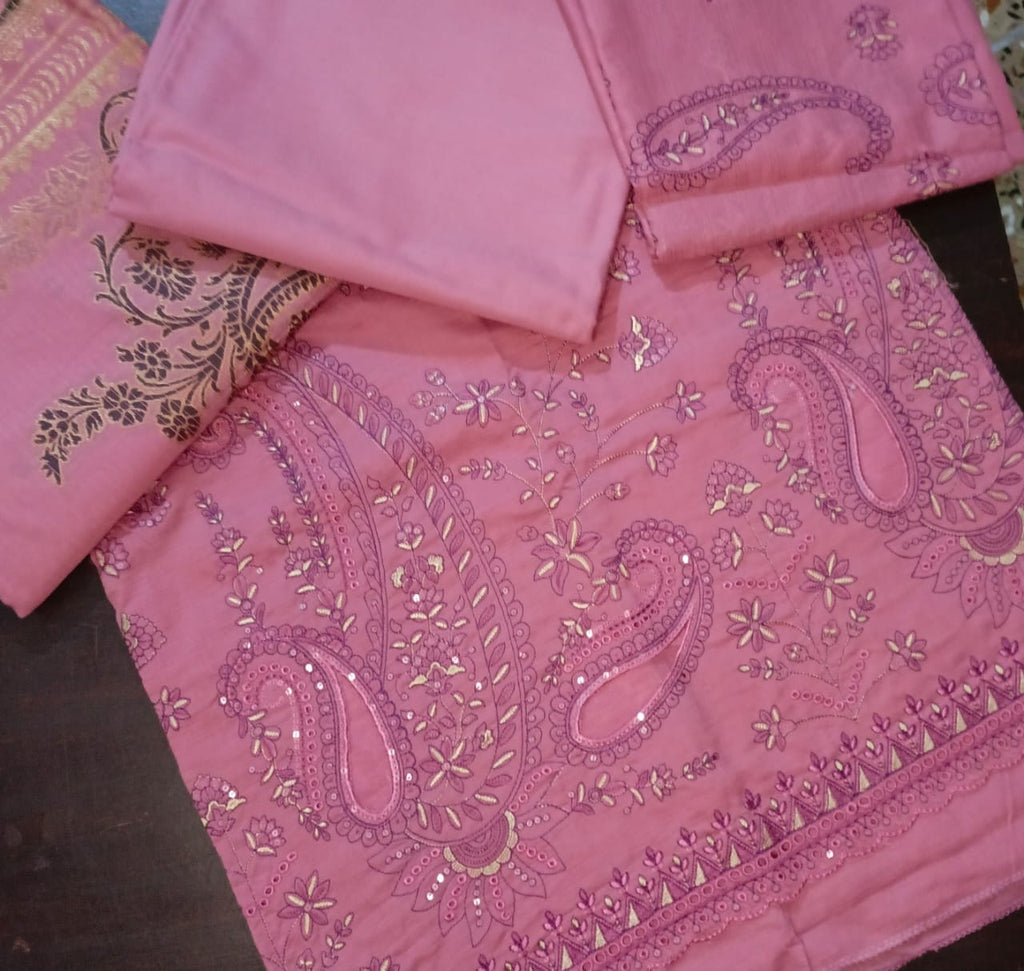 AIRJET DORIYA LAWNAPPLIQUE EMBORIDED SUIT UNSTITCHED